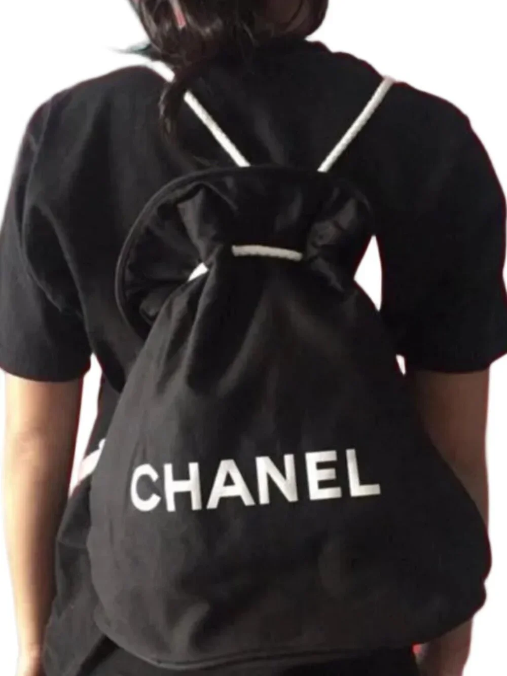 CHANEL Black Canvas Shoulder Bag